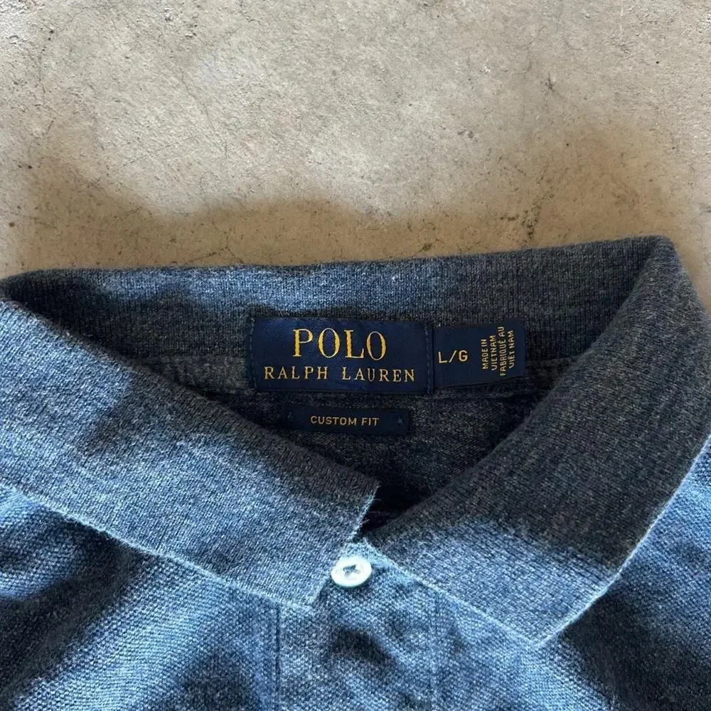 vintage embroidered faded grey and black polo by ralph lauren t shirt